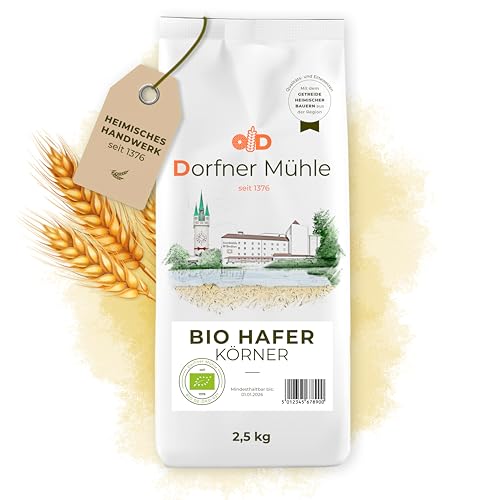 Bio Hafer [2,5kg] - ganzes Korn aus Bayern - 100% Hafer aus kontrolliert biologischem Anbau - ohne Zusätze von Dorfner Mühle