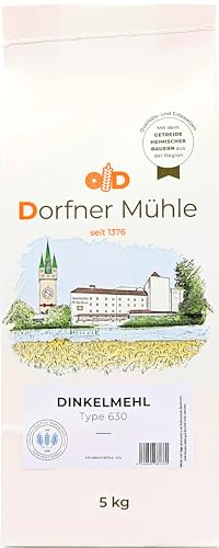 Dinkelmehl Type 630 [5kg] - Helles Dinkelmehl in Bäckerqualität aus Bayern - 100% Dinkel ohne Zusätze von Dorfner Mühle
