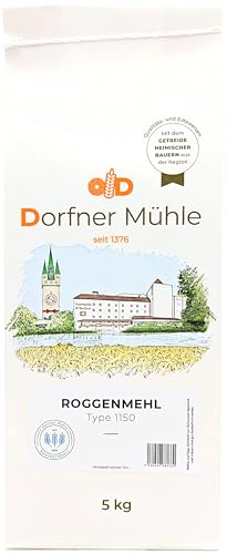 Roggenmehl Type 1150 [5kg] - Traditionelles Roggenmehl aus Bayern für rustikale Brote - 100% Roggen von Dorfner Mühle