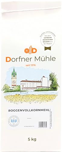 Roggenvollkornmehl - Vollkornmehl aus Bayern für rustikale (Vollkorn-) Brote und Brötchen - 100% Roggen ohne Zusätze (2.5, Kilogramm) von Dorfner Mühle