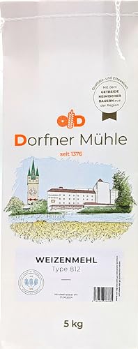 Weizenmehl Type 812 [5kg] - Universal einsetzbares Mehl aus Bayern für Brot, Brötchen und Gebäck von Dorfner Mühle