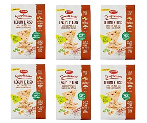 6x Doria Legumi e Riso Snack con Ceci,Fagioli e Soia Edamame Hülsenfrüchte und Reis Snack mit Kichererbsen, Bohnen und Edamame Soja nicht gebraten 100% natürliche Zutaten Gluten-frei 60g 6x Doria Legumi e Riso Snack con Ceci,Fagioli e Soia Edamame Hülsenfrüchte und Reis Snack mit Kichererbsen, Bohnen und Edamame Soja nicht gebraten 100% natürliche Zutaten Gluten-frei 60g von Doria