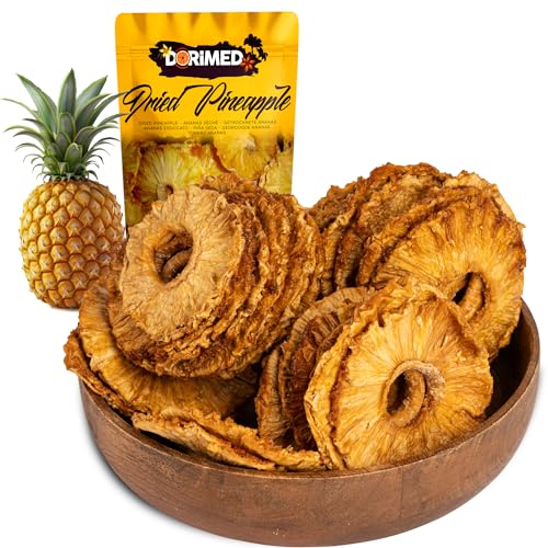 Ananas getrocknet ungezuckert | 1 Kg Ananasringe aus 100% natürlicher Herkunft | naturbelassen und knackig ohne Zuckerzusatz | Getrocknete Scheiben | ohne Gentechnik hergestellt |Vegan und vegetarisch von DORiMED