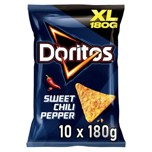 Doritos Sweet Chili Pepper - Tortilla Nachos mit süßem Chili-Geschmack - Herzhafter Snack zum Knabbern aus Mais (10 x 180g) von Doritos