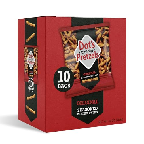 Dot's Bretzels Original Seasoned Brezel Twists, gesunde Kinder-Snacks, 28 ml, Lebensmittelgröße (10 Stück) von Dot's Homestyle Pretzels