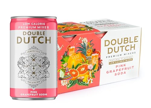 DOUBLE DUTCH Pink Grapefruit Soda | 6 x 150ml dosen | 100% natürliche Inhaltsstoffe | Kalorienarm | Mixer Cocktails | Ohne künstliche Farb, Konservierungs oder Geschmacksstoffe (6 x 150ml) von Double Dutch