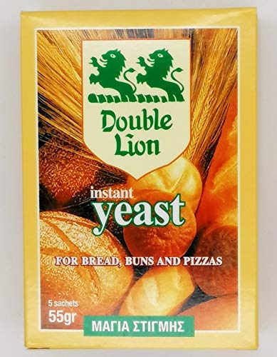 Instant Dry Baker Hefe, Double Lion, 1 Packung 55 g (5 Beutel x 11 g) zum Backen, Brot, Brötchen und Pizza von Double Lion