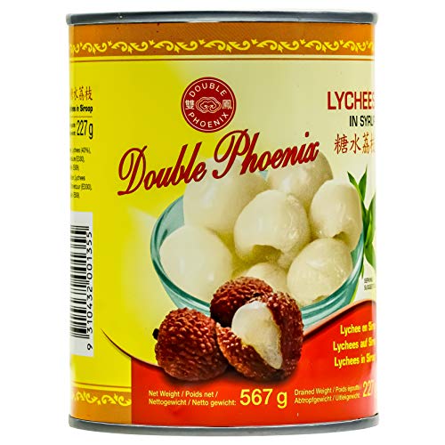 Double Phoenix Lychees in Sirup - 12x 567g Dose - leicht gezuckert eingelegte Litschis in Saft Litschi-Dose Litschifrucht Obstkonserve vegan glutenfrei schonend verarbeitet von Double Phoenix