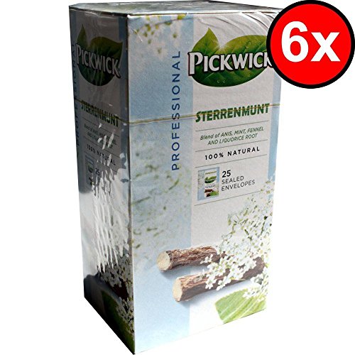 Pickwick Professional Teebeutel Sterrenmunt 6 x 25 Beutel á 2g Vakuumverpackt (Süßholz, Anis, Fenchel & Pfefferminze) von Douwe Egberts