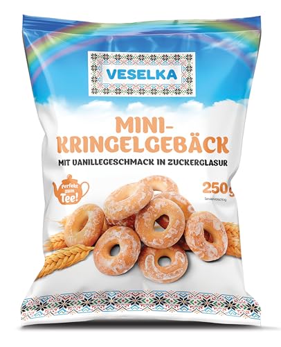 VESELKA Mini-Kringelgebäck mit Vanillegeschmack in Zuckerglasur 250 g von Dovgan