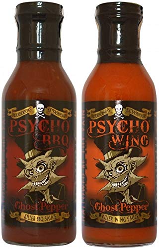 Psycho BBQ Ghost Pepper Killer BBQ Sauce & Psycho Wing Ghost Pepper Killer Wing Sauce von Dr. Burnorium's Psycho Juice