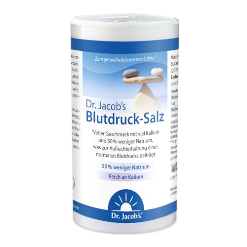 Blutdruck-Salz 250 g I für eine kochsalzreduzierte Ernährung | enthält 50 % weniger Natrium als Speisesalz I mit viel Kalium von Dr. Jacob's