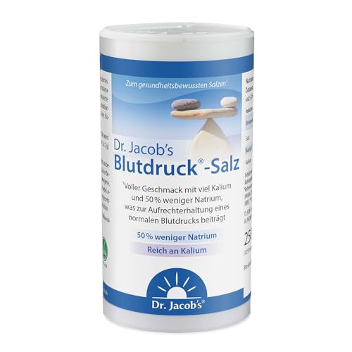 Blutdruck-Salz 250 g I für eine kochsalzreduzierte Ernährung | enthält 50 % weniger Natrium als Speisesalz I mit viel Kalium von Dr. Jacob's