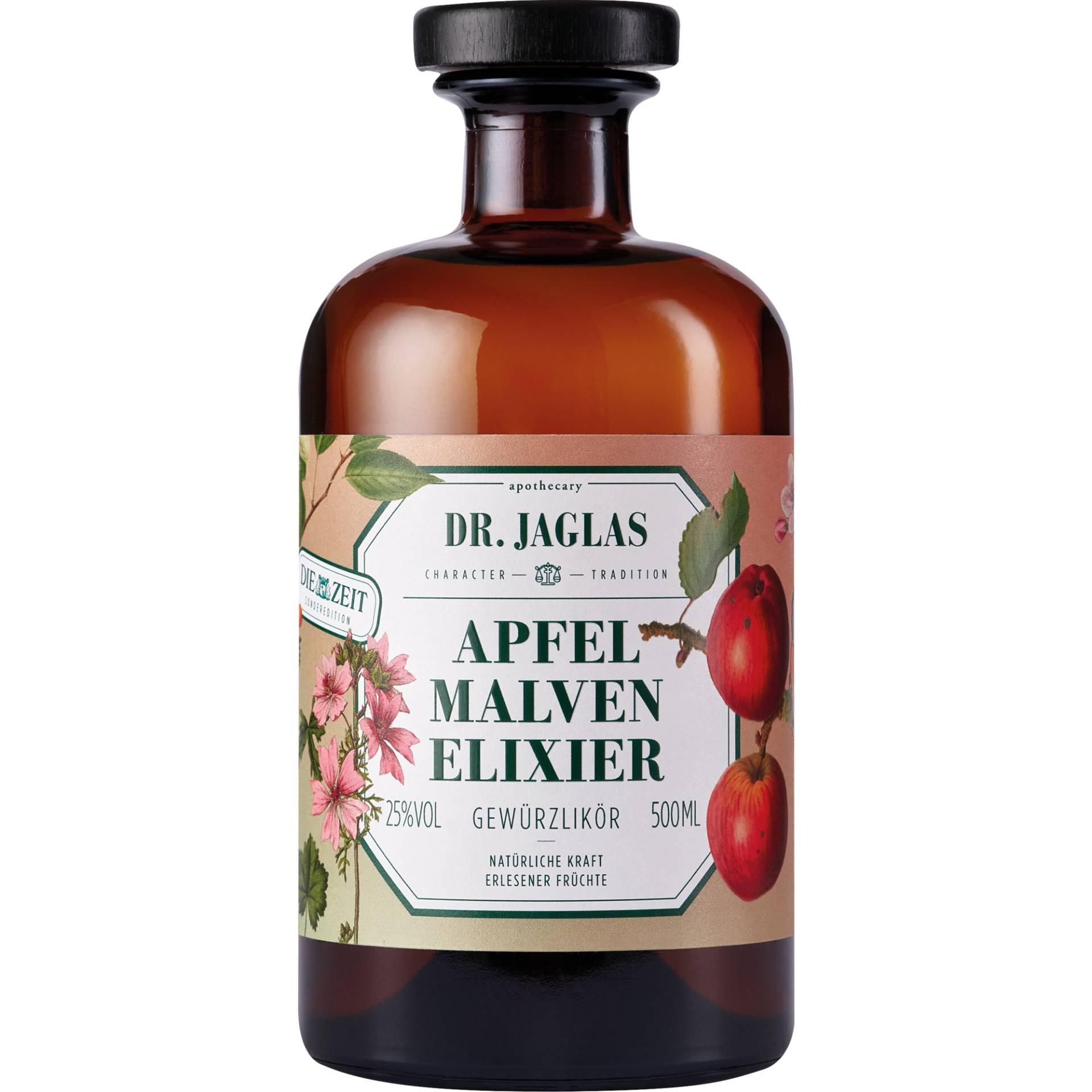 Dr. Jaglas Apfel-Malven Elixier, Dessertlikör 25 % vol. 0,5 L, Spirituosen Dr. Jaglas Apfel-Malven Elixier, Dessertlikör 25 % vol. 0,5 L, Spirituosen von Dr. Jaglas, Choriner Strasse 40, D - 10435 Berlin
