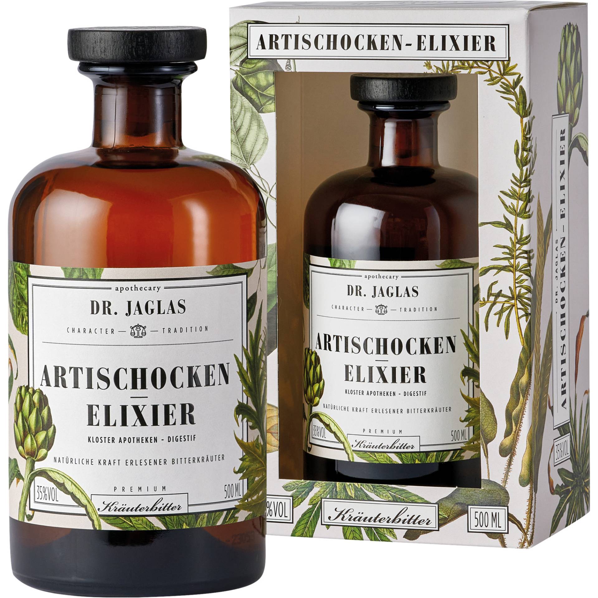 Dr. Jaglas Artischocken Elixier, Kräuterbitter 35 % vol. 0,5 L, Spirituosen Dr. Jaglas Artischocken Elixier, Kräuterbitter 35 % vol. 0,5 L, Spirituosen von Dr. Jaglas, Choriner Strasse 40, D - 10435 Berlin