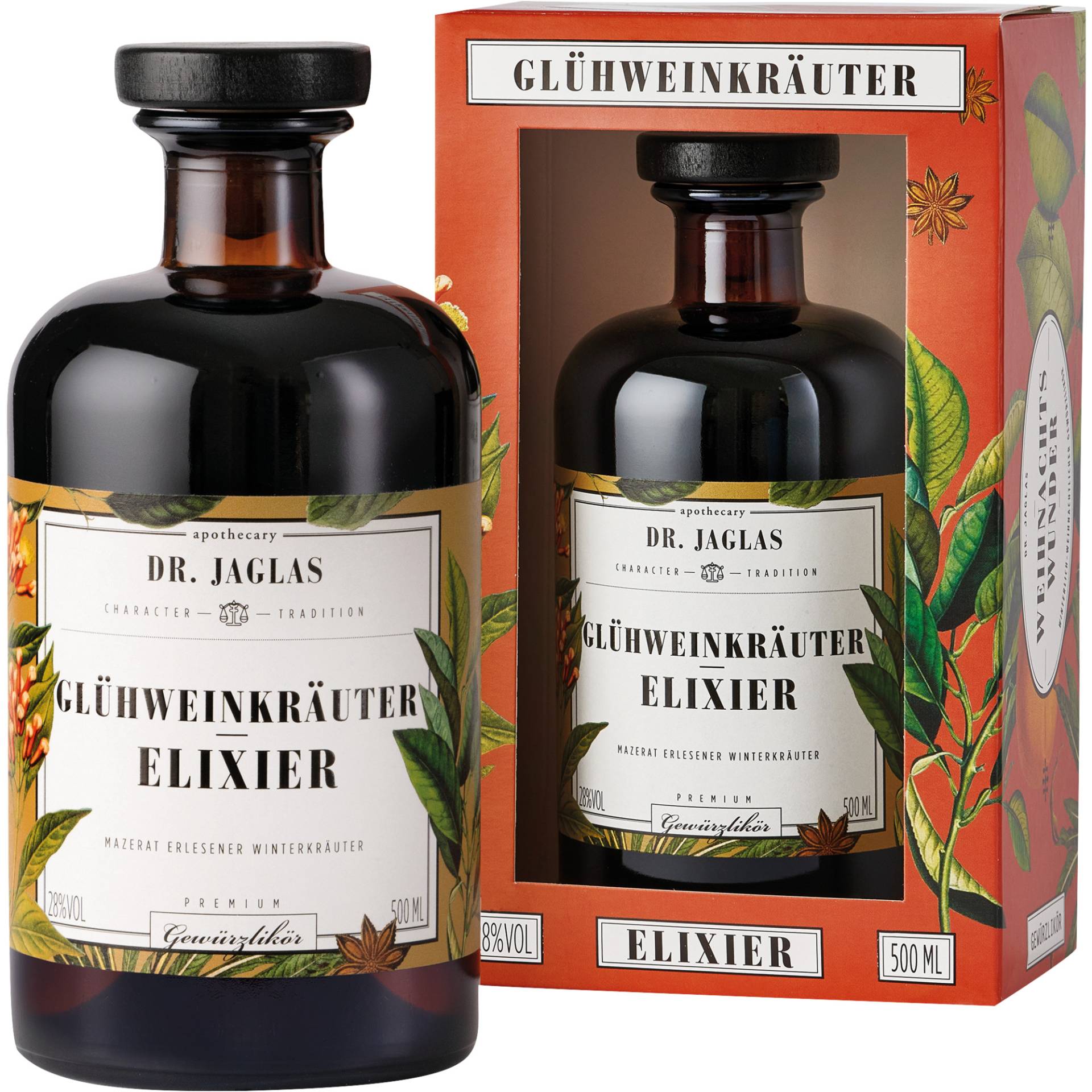 Dr. Jaglas Glühweinkräuter Elixier, Kräuterbitter 28 % vol. 0,5 L, Spirituosen Dr. Jaglas Glühweinkräuter Elixier, Kräuterbitter 28 % vol. 0,5 L, Spirituosen von Dr. Jaglas, Choriner Strasse 40, D - 10435 Berlin