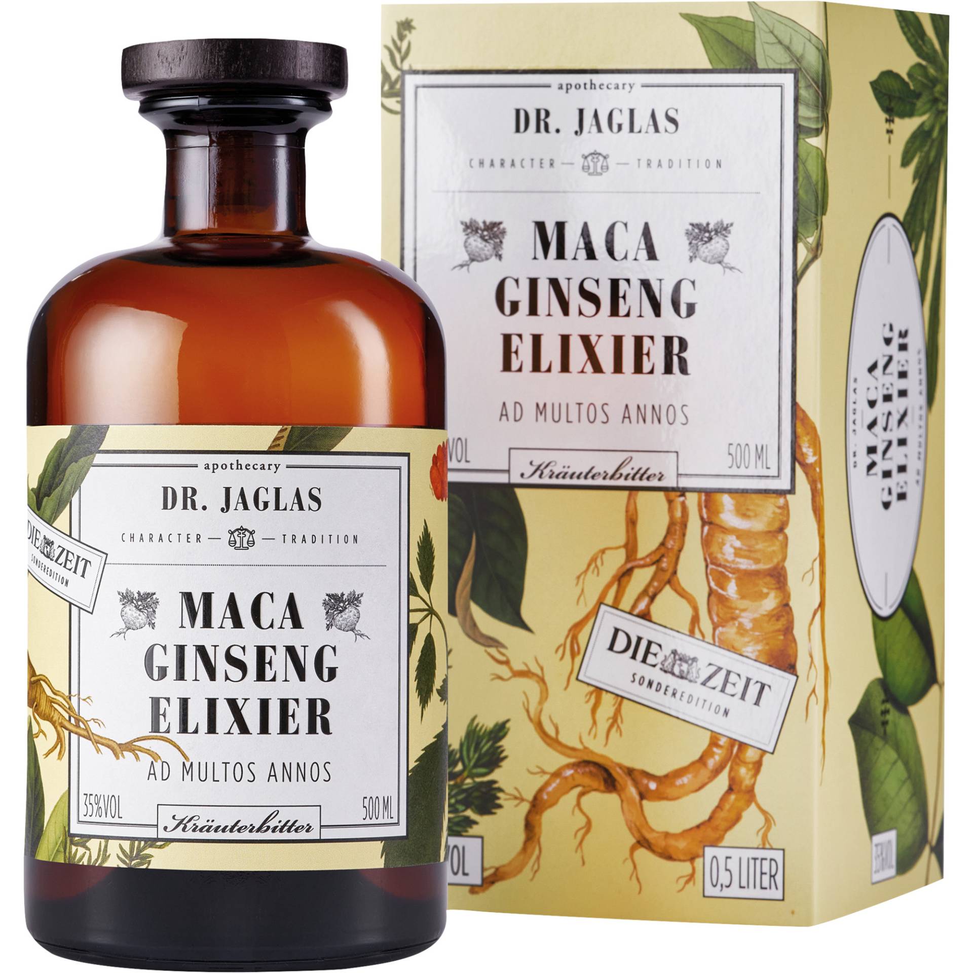 Dr. Jaglas Maca Ginseng Elixier, Kräuterbitter 35 % vol. 0,5 L, Spirituosen Dr. Jaglas Maca Ginseng Elixier, Kräuterbitter 35 % vol. 0,5 L, Spirituosen von Dr. Jaglas, Choriner Strasse 40, D - 10435 Berlin