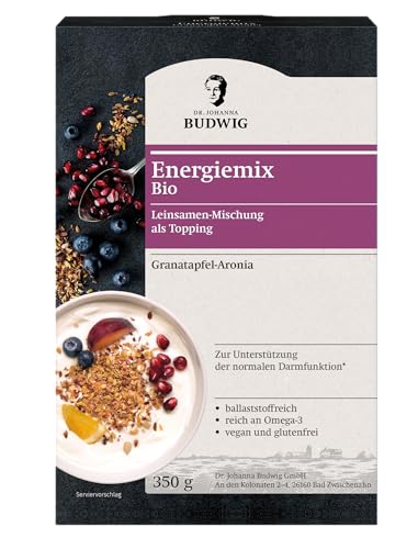 Dr. Budwig Energiemix Granatapfel-Aronia (350 g), Leinsamen-Mischung als Topping für Müsli oder Porridge, reich an ungesättigten Omega-3-Fettsäuren, glutenfrei, laktosefrei und vegan von Dr. Johanna Budwig