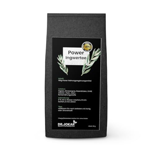 Power Ingwertee mit Rosenblüten und Zitronengras (150g). von Dr. Jokar