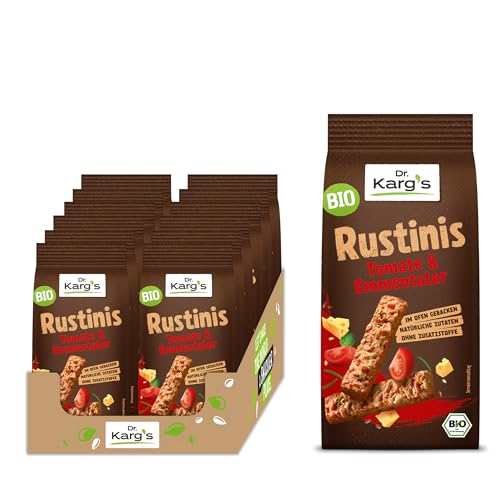 Dr. Karg’s BIO Rustinis Vollkorn-Knabberei Tomate & Emmentaler - knusprig, vegetarisch, Vollkorn Knuspergebäck, fruchtigen Tomaten & würzigem Emmentaler, ofengebacken, ohne Zusatzstoffe, 12x125g Dr. Karg’s BIO Rustinis Vollkorn-Knabberei Tomate & Emmentaler - knusprig, vegetarisch, Vollkorn Knuspergebäck, fruchtigen Tomaten & würzigem Emmentaler, ofengebacken, ohne Zusatzstoffe, 12x125g von Dr Karg