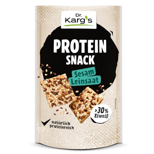Dr. Karg’s Protein-Snack Sesam Leinsaat - knusprig, vegan, proteinreich, Snack mit mehr als 30% Eiweiß & weniger Kohlenhydraten sowie extra vielen Saaten, Proteinquelle, ohne Zusatzstoffe, 14x85g von Dr. Karg