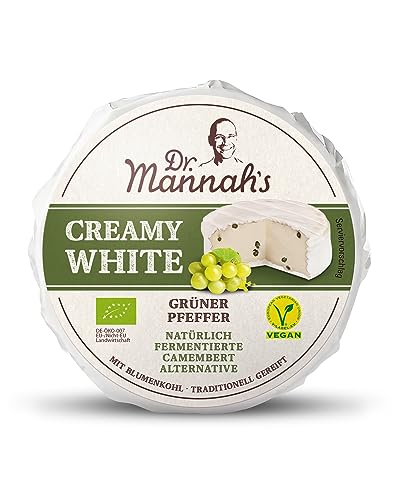 DR. MANNAH'S Vegan Passion Creamy White mit Grünem Pfeffer | Vegane Käse Alternative Auf Blumenkohl-Basis| Natürlich Fermentiert & Ohne Künstliche Zusätze (150g) von Dr. Mannah’s
