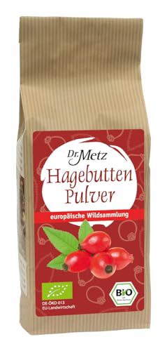 Bio Hagebuttenpulver (400 g) aus europäischer Wildsammlung • 100% Hagebutten (rosa canina) • natürlich reich an Vitamin C • für Müsli, Smoothie, Joghurt oder Getränke von Dr. Metz