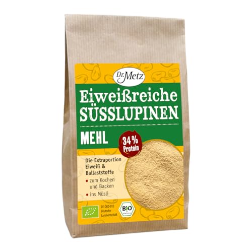 Eiweißreiches Süßlupinen-Mehl, Bio, 500 g • mit 38% pflanzlichem Protein • aus deutschem Bio-Anbau • zur Eiweißanreicherung Eiweißreiches Süßlupinen-Mehl, Bio, 500 g • mit 38% pflanzlichem Protein • aus deutschem Bio-Anbau • zur Eiweißanreicherung von Dr. Metz