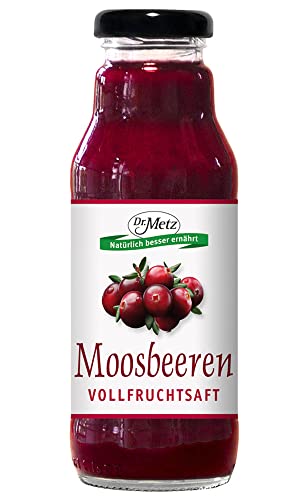 Moosbeeren-Vollfruchtsaft aus wilden Moosbeeren, 300 ml • dickflüssig und ergiebig • aus 100% wilden Moosbeeren • erfrischend fruchtig-herber Geschmack von Dr. Metz