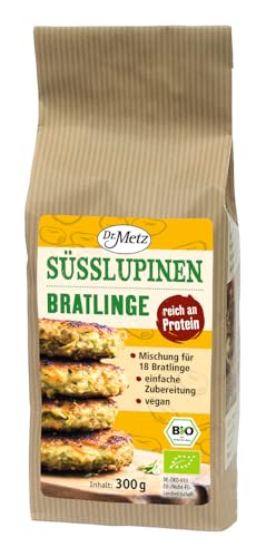 Süßlupinen-Protein-Bratlinge, Bio, 300 g • hochwertiges Protein aus Süßlupine und Getreide • 14 g Protein pro Portion • einfache Zubereitung in Pfanne oder Backofen von Dr. Metz