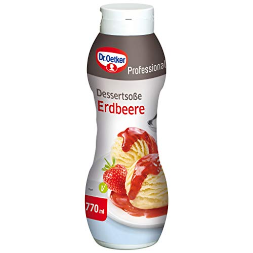 Dr. Oetker Professional, Dessertsoße Erdbeere, 770 ml Flasche, Anti-Tropf-Verschluss, Wiederverschließbar, handliche Dosierflasche, 1-39-252310 von Dr. Oetker