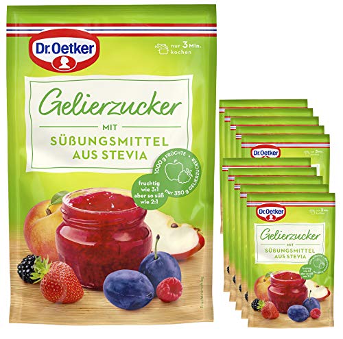 Dr. Oetker Gelierzucker mit Süßungsmittel aus Stevia, 10er Pack (10 x 350 g) - für Konfitüren mit weniger Kalorien von Dr. Oetker