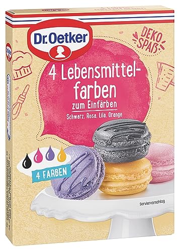 Dr. Oetker 4 Lebensmittelfarben, 8er Pack (8 x 40 g), Speisefarben (schwarz, rosa, lila, orange), zum Dekorieren und Verzieren von diversem Gebäck & Desserts, wiederverwendbar von Dr. Oetker