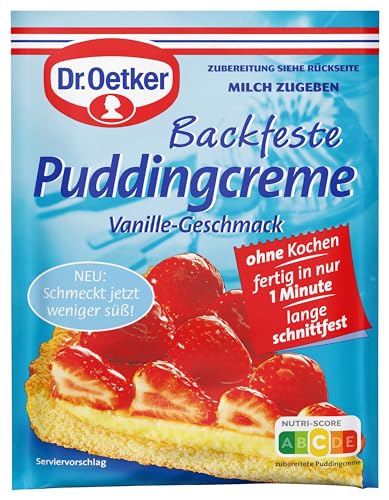 Dr. Oetker Backfeste Puddingcreme Vanille-Geschmack 8er Pack, 8 x 35 g, Blechkuchen oder Obstkuchen: Mit der Backfesten Puddingcreme sind viele köstliche Leckereien einfach und schnell gebacken von Dr. Oetker