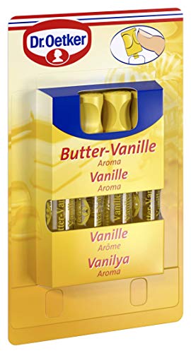 Dr. Oetker Butter-Vanille Aroma, 4er Pack, je Röhrchen 2 ml, flüssige Aromatropfen in wiederverschließbaren Röhrchen, zum Verfeinern von Gebäck, Süßspeisen & Desserts, vegan Dr. Oetker Butter-Vanille Aroma, 4er Pack, je Röhrchen 2 ml, flüssige Aromatropfen in wiederverschließbaren Röhrchen, zum Verfeinern von Gebäck, Süßspeisen & Desserts, vegan von Dr. Oetker