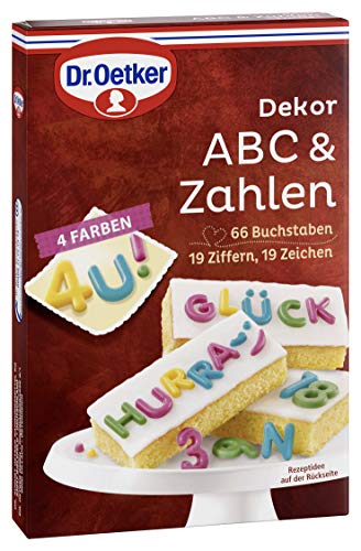 Dr. Oetker Dekor ABC & Zahlen, 58 g, essbare Tortendeko, 66 Buchstaben, Zahlen & Satzzeichen, zum Verzieren von Kuchen & Torten, auf Kakaobutter- und Milchpulverbasis Dr. Oetker Dekor ABC & Zahlen, 58 g, essbare Tortendeko, 66 Buchstaben, Zahlen & Satzzeichen, zum Verzieren von Kuchen & Torten, auf Kakaobutter- und Milchpulverbasis von Dr. Oetker