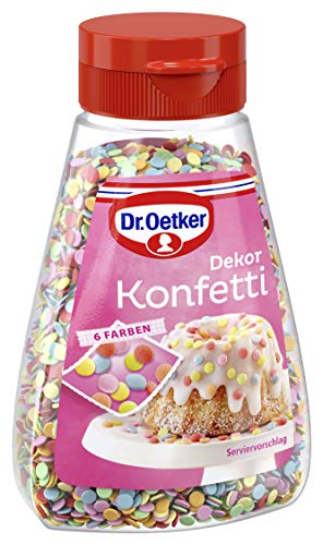 Dr. Oetker Dekor Konfetti, 100 g, kleine Streusel aus Zuckermasse, in 6 bunten Farben, Zuckerstreusel zum Verzieren von Torten, Kuchen, Desserts & Eis Dr. Oetker Dekor Konfetti, 100 g, kleine Streusel aus Zuckermasse, in 6 bunten Farben, Zuckerstreusel zum Verzieren von Torten, Kuchen, Desserts & Eis von Dr. Oetker