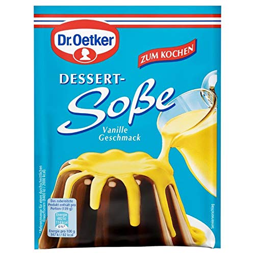 Dr. Oetker Dessert-Soße Vanille-Geschmack zum Kochen: 3 x 17 g vegetarische Dessertsoße mit Vanille-Geschmack zum Kochen – ein wahrer Genuss von Dr. Oetker