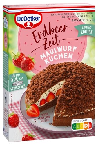 Dr. Oetker Erdbeer-Zeit Maulwurf-Kuchen Backmischung, 5er Pack (5 x 345g) von Dr. Oetker