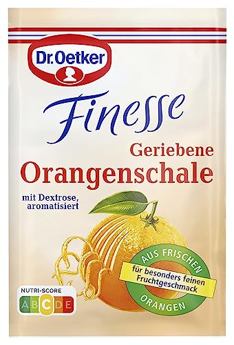 Dr. Oetker Finesse Geriebene Orangenschale, 11 x 3er Pack, je Beutel 6 g, für besonderen Fruchtgeschmack, zum Verfeinern von Süßspeisen, Torten & Desserts, vegan von Dr. Oetker