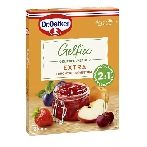 Dr. Oetker Gelfix Extra 2:1, 8er Pack, 8 x 50 g (2 Beutel je 25 g), Gelierpulver für extra fruchtige Konfitüre, traditionelles Geliermittel, Konfitüren, Marmeladen & Gelees selber machen, vegan von Dr. Oetker