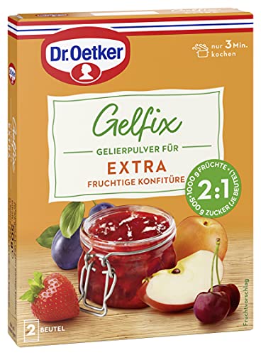 Dr. Oetker Gelfix Extra 2:1, 16er Pack (16x50g), Gelierpulver für extra fruchtige Konfitüre, traditionelles Geliermittel, Konfitüren, Marmeladen & Gelees, für 2 Teile Frucht und 1 Teil Zucker, vegan von Dr. Oetker