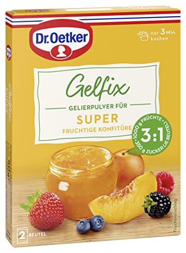 Dr. Oetker Gelfix Super 3:1, 8er Pack, 8 x 50 g (2 Beutel je 25 g), Gelierpulver für super fruchtige Konfitüre, traditionelles Geliermittel, Konfitüren, Marmeladen & Gelees selber machen, vegan von Dr. Oetker