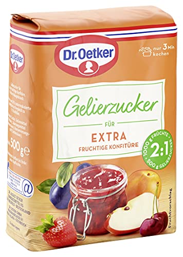 Dr. Oetker Gelierzucker Extra 2:1, 7er Pack (7 x 500 g), fertiger Gelierzucker, zum Selbermachen von Konfitüren, Marmeladen & Gelees, für extra Fruchtigkeit & weniger Süße, vegan von Dr. Oetker