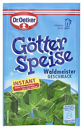 Dr. Oetker Götterspeise Instant Waldmeister-Geschmack, 8er Pack (8 x 92 g), 92 g Dessertpulver für Wackelpudding mit Waldmeister-Geschmack, Zucker schon enthalten von Dr. Oetker