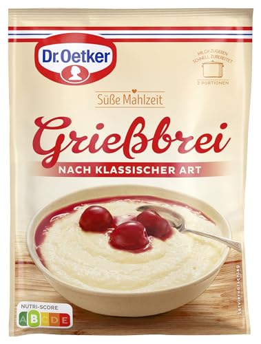 Dr. Oetker Süße Mahlzeit Grießbrei nach klassischer Art, 12er Pack (12 x 92 g), Mischung für Grießbrei für eine Hauptmahlzeit oder als süße Mahlzeit zwischendurch von Dr. Oetker