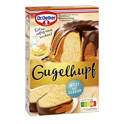 Dr. Oetker Gugelhupf, 8er Pack (8 x 525 g), Backmischung für Gugelhupf-Rührkuchen, zum Zubereiten vom klassischen Kuchen in Gugelhupf-Form, mit Glasur, vegetarisch von Dr. Oetker