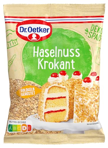 Dr. Oetker Haselnuss Krokant 5er Pack, 5 x 100 g, knackige Kuchendeko mit Haselnuss-Note, Streudekor zum Verzieren und Verfeinern von Eis, Gebäck & Desserts, vegan von Dr. Oetker