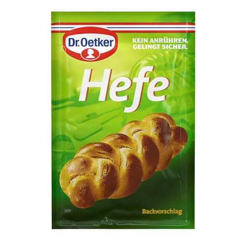 Dr. Oetker Hefe, 10er Pack (10x4x7g) - Ein lockerer Hefeteig entsteht aus der Dr. Oetker Trockenhefe, die Teige bis zu 500 g Weizenmehl lockert und sich damit zum Backen von Kuchen und Broten eignet von Dr. Oetker