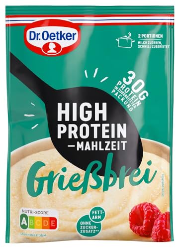 Dr. Oetker High Protein Mahlzeit Grießbrei – proteinreicher Grießbrei als Hauptmahlzeit oder Protein Snack (10 x 95g) von Dr. Oetker